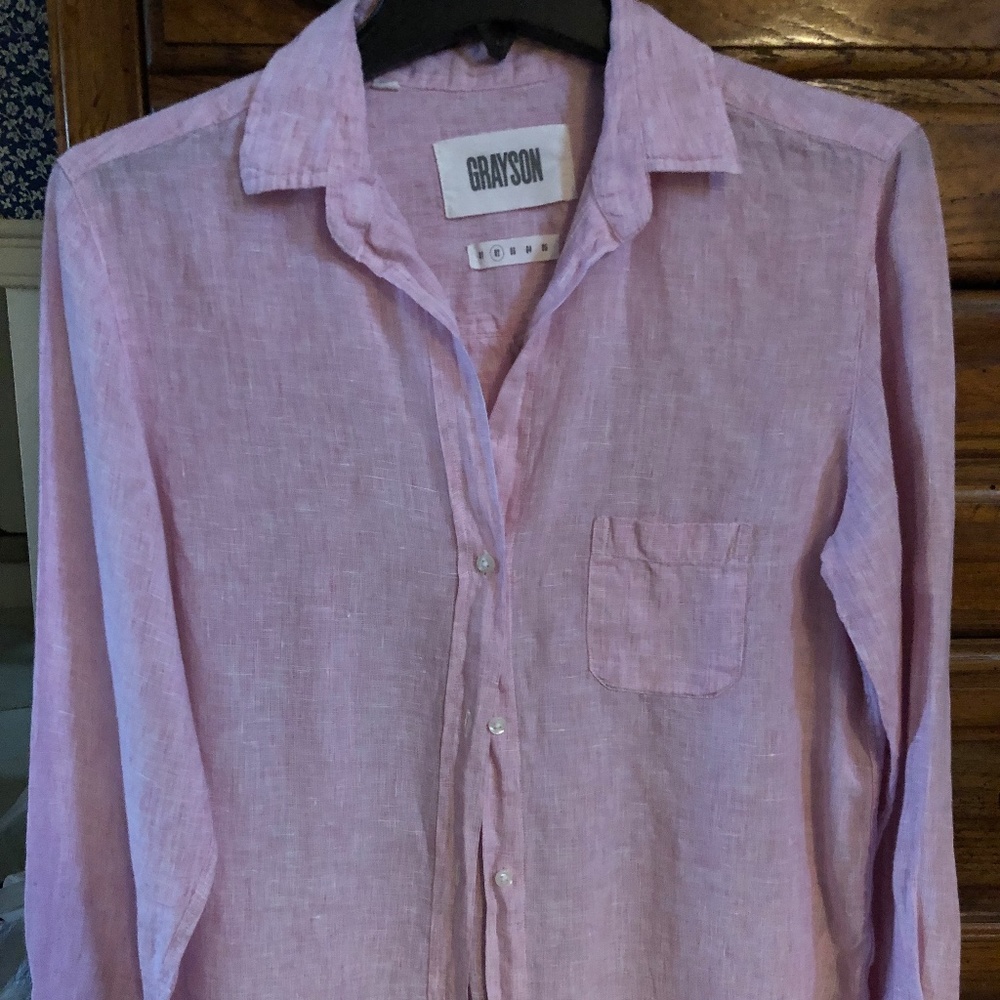 Grayson the hero pink linen shirt size 2 (S)